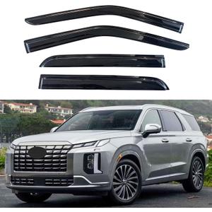 KPY Window Visor Compatible with Hyundai Palisade 2020-2024, 4PC Rain Guard Side Window Vent Deflectors Tape-On Mugen Style, 2020 2021 2022 2023 2024