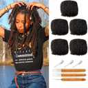 Tight Afro Kinky Bulk Human Hair for Dreadlock Extensions 100% Human Hair,5 Packs 10 Inch 150g,Natural Black #1B,Repair Extensions,Making Locs or Braids, with Needles and Hairpin
