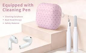 for Cute Glitter Airpods Pro 2nd/1st Generation Case with Cleaner Pen, Shell Pattern Airpods iPod Pro 2 Gen Cover Protective Skin Girl Women with Luxury Pearl Keychain 2023/2022/2019 - Pink