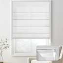 Doing-X No Drill Roman Shades for Indoor Windows, Cordless Roman Blinds, Linen No Tools Light Filtering Window Shades, Easy to Install Window Blinds for Home Bedroom, 70% Blackout-White, 35" W x 72" H