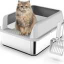 Suzzipaws Stainless Steel Litter Box with Lid, 17.313.49" Kitty Litter Box for Kittens & Small Pets, High Sides Metal Cat Litter Box for Leak Proof, Easy to Clean, Non-Stick, Odor Control