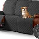 Ruaozz Waterproof Recliner Sofa Covers, 1-Piece Couch Covers for Reclining Couches Reclining Couch Cover Washable Furniture Protector with Elastic Straps Pocket for Kids Pets (Charcoal Grey, 3 Seater)