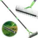 Thatch Rake, 69 Inch Lawn Thatching Rake for Cleaning Dead Grass, 13 Inch Wide Heavy Duty 21 Teeth Steel Metal Rakes, Landscaping Raking Garden Tools for Lawn Care Loosening Leveling Soil Mulch
