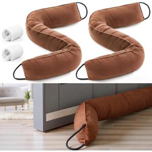 Gisafai 2 Pcs 36 Inch Long Door Draft Stopper Under Door Draft Noise Wind Stopper for Home Balcony Office, Brown