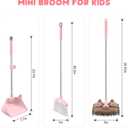 nacena Mini Broom with Dustpan & Mop for Kids, 28-in Handle Kids Brooms and Dustpan Set for Toddlers Cat-Shaped Children Broom and Cleaning Set Boys Girls Small Housekeeping Helper Sets, Pink