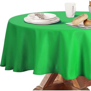 Obstal 210 GSM Round Green Table Cloth - Oil-Proof Spill-Proof Waterproof Tablecloth, Christmas Decorations Fabric Table Cover Protector for Holiday Party (Green, 60 Inch Diameter)