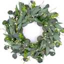 VioletEverGarden 20 Inch Green Wreaths for Front Door Artificial Eucalyptus Wreath Greenery Wreath with Berry for All Seasons Home Wall Window Decorations