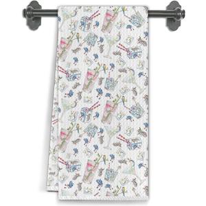 Trendy Cocktail Mahjong Kitchen Towels, Mahjong Lovers Players Gifts for Women Dish Tea Towels for Kitchen Decor, Gifts for Cocktail Lovers Decorative Hand Towel, 16x24 Inch