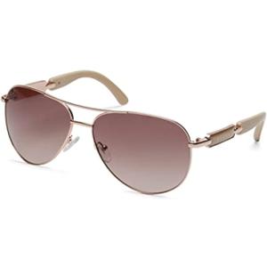 GUESS womens Metal Sunglasses Pilot Sunglasses (Shiny Rose Gold / Gradient Brown)