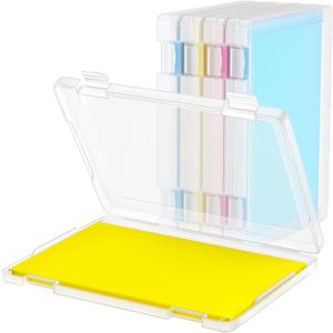 4 Pack A4 File Box Paper Organizers Holder, Transparent Document Paper Project Case, Plastic Paper Storage Container Box File Protector for Magazine, Scrapbook, Office School Supplies