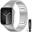 BEAEN Metal Bands for Apple Watch Band 44mm 45mm 46mm 49mm iWatch bands for Men Women , Stainless Steel Strap Wristband for Apple Watch Series 11 10 9 8 7 6 5 4 3 SE 3/2nd Ultra/3/2 49mm (Sliver, 44mm 45mm 46mm 49mm 42mm(series 3 2 1))