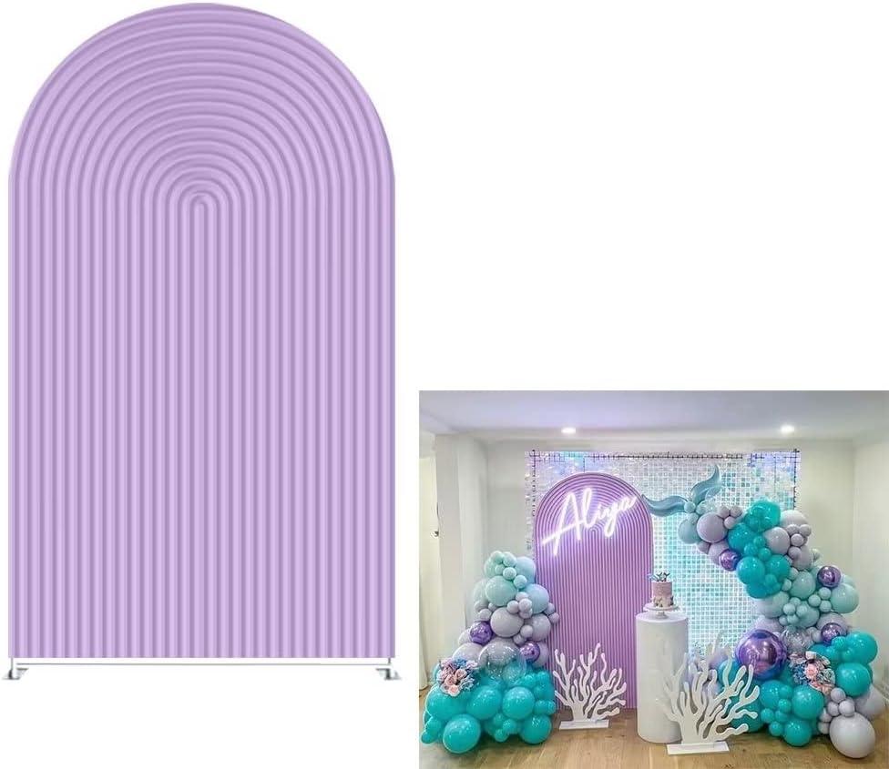 Arch Backdrop Covers Purple Ripples Arched Panels Covers for Wedding Birthday Parties Decorations Banquet Baby Shower Photography Background, W75cm H180cm (30''by 72'')