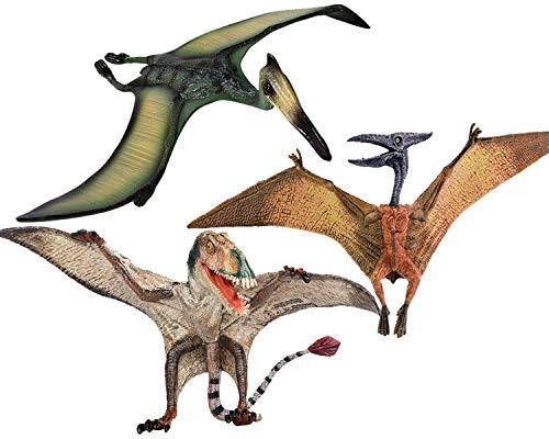 Gemini&Genius 2pcs Pterodactyl Action Figures Realistic Flying Dinosaur Pteranodon Dino Toys Pterosaur Model Toys Cake Toppers Set for Kids