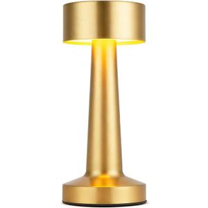 HPUFKOT Portable LED Table Lamp, 3-Levels Brightness Metal Desk Lamp, 3 Color Touch Control Rechargeable Lamp, Ideal Bedside Lamp for Nightstand, Bedroom, Living Room (Light Gold)