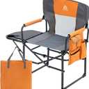 Wide Folding Director Chair with Table, Outdoor Camping Chair for Adults with Cup Holder Load 330 Lbs, Portable Lightweight Chair for Outside with Carry Bag for Patio, Orange-1Pack