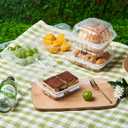 Jaluxing 100 Count Clear Plastic Hinged Food Take Out To-Go Clamshell Containers, 6" W Disposable Takeout Tray for Dessert, Cakes, Cookies, Salads, Pasta, Sandwiches (Formerly FULING)