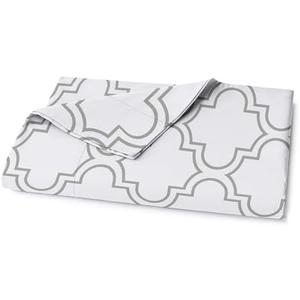 Lane Linen 100% Organic Cotton Twin Size Flat Sheet Only (66"x96") - Super Soft 100% Cotton Twin Flat Sheet - Lightweight & Durable Cotton Bed Sheet - Trellis Silver