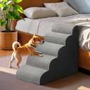 Dog Stairs for Bed 28.7H, 5-Step Dog Ramp, Non-Slip Sturdy Pet Steps for Small Dogs & Cats to get on High Bed or Couches, Grey