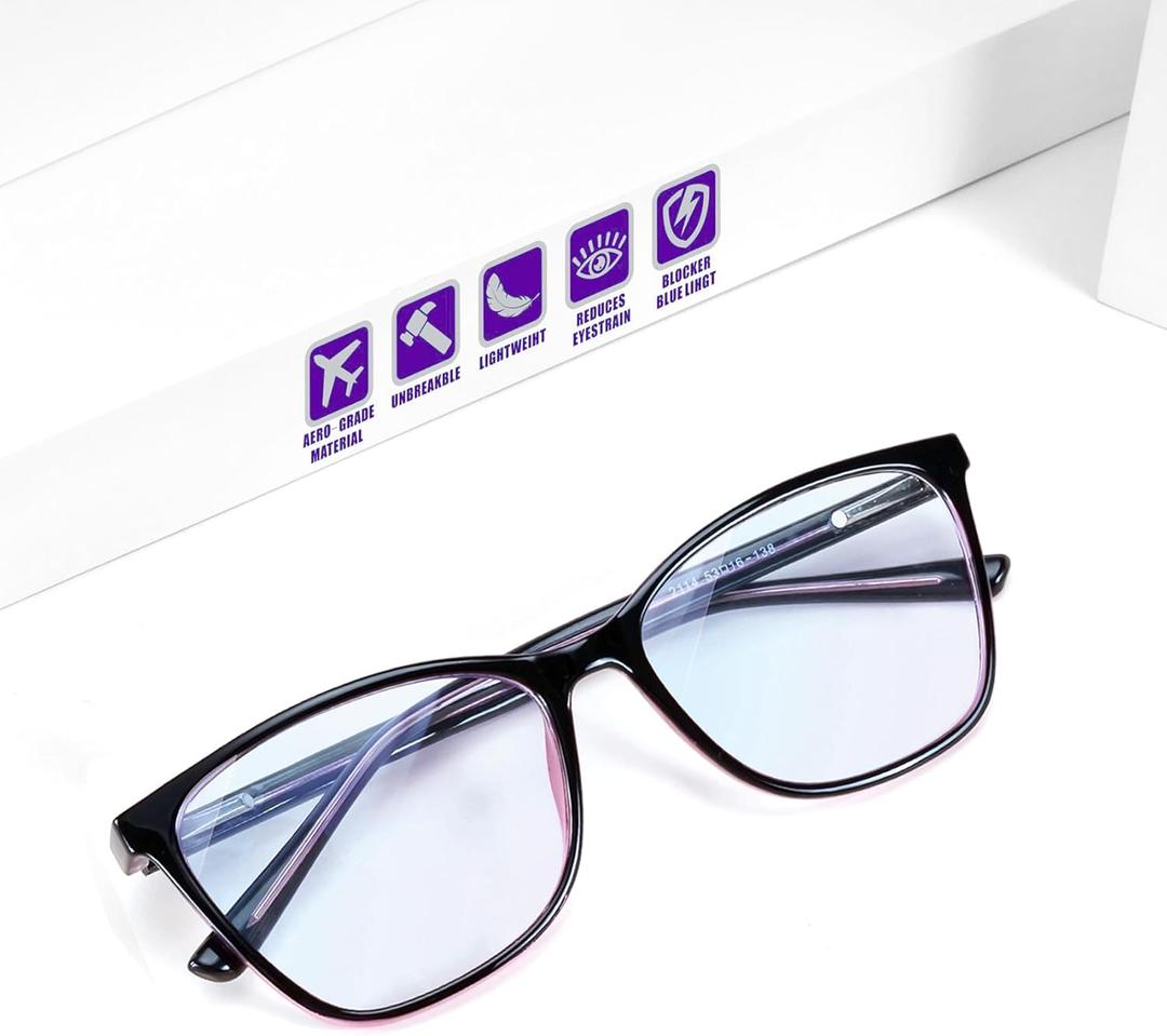 Distance Nearsighted Glasses Women,Cateye Near Sighted See Far Vision Farsighted Eyeglass Frame*Not reading glass* (Black Pink)