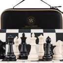 A&A Chess Set - 15''x15'' Foldable Silicone Chessboard and 3.25'' King Height Weighted Plastic Staunton Pieces with Carrying Case for Portable Travel