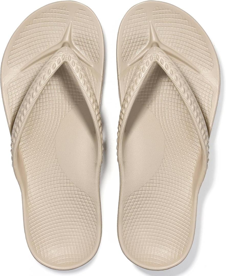 Litfun Women's Arch Support Flip Flops for Plantar Fasciitis Orthopedic Thong Sandals Comfortable Summer Beach Pool Slides, Size 5