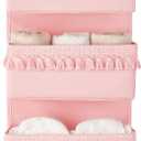 Dahey Over The Door Organizer Boho Nursery Storage Decor Closet Hanging Organizer with Tassels Decoration for Bedroom Nursery Bathroom Apartments Dorm Pantry, 4 Pockets, Pink (Medium)