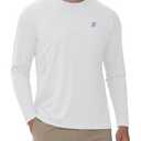 Runhit Men's UPF 50+ Sun Protection Shirts Long Sleeve UV Swim Shirt Fishing Hiking Running Rash Guard Quick Dry Lightweight (White,Small)