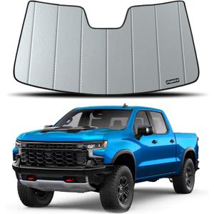 Windshield Sun Shade for Chevrolet Silverado/GMC Sierra 1500(2019-2025),Silverado/Sierra 2500 HD,3500 HD(2020-2025),Deluxe Front Windshield Sunshade,6 Layers Sun Shield,Accordion Fold