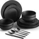 12-Piece Black Dinnerware Sets with 20-Piece Flatware
Matte Marble Premium Porcelain dishes set for 4, Dishwasher & Microwave Safe, for Family, Restaurant, Hotel, Gift