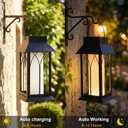 Solar Lantern Outdoor Waterproof ,Black Heavy Duty Metal Solar Powered Hanging or Table Lamp for Patio, Garden, Yard, Porch - Decorative Warm White Lights