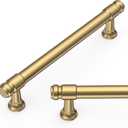 Amerdeco 10 Pack Champagne Bronze Cabinet Pulls 5 Inch(128mm) Hole Center Heavy Duty Solid Kitchen Cabinet Handles Drawer Pulls ZH0090