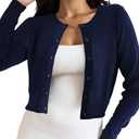 LETDIOSTO Cropped Cardigan Bolero Shrug for Women, Button Down Long Sleeve Knit Sweater for Dresses,for Jeans, L