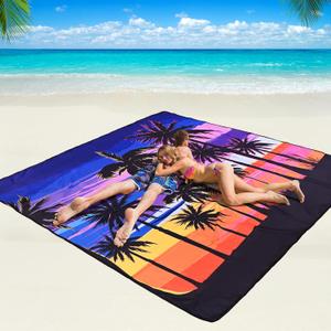 WIWIGO Beach Blanket Waterproof Sandproof Beach Mat 79" X 83"/10'x9'for 2-8 Adults Quick Drying Outdoor Picnic Mat Beach Accessories for Travel, Camping, Hiking