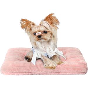 Extra Small Dog Crate Pad 18 x 12 Dog Beds for Tiny Dogs Deluxe Corduroy Fleece Fluffy Comfy Kennel Pad Washable Cute Flat Cat Bed Mat Pink Pet Sleeping Cushion for Mini Small Puppy Breeds XS