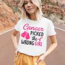 FAYALEQ Cancer Shirt Women Breast Cancer Shirts Pink Ribbon Breast Cancer Awareness T-Shirts Letter Print Inspirational Tees (White, XL)