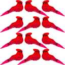 12pcs Red Cardinals Bird Decor Christmas Tree Ornaments 5.5Inch Clip on Fabric Feathered Artificial Birds for Xmas Party Decoration Wreath Crafts