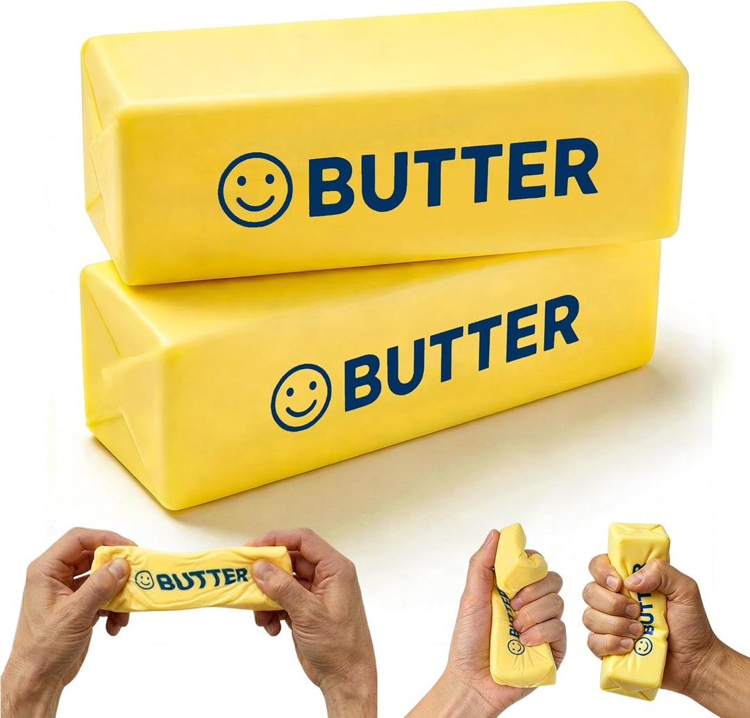 2 PCS Slow Rising Butter Squishy Toys, Soft Squeeze Stress Relief for Office and Home, Sensory Fidget for Anxiety Relief and Focus, Butter Color