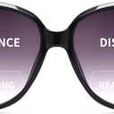 JM Classic Bifocal Reading Sunglasses for Women Vintage Reader Glasses Outdoor UV Protection Black +4.0