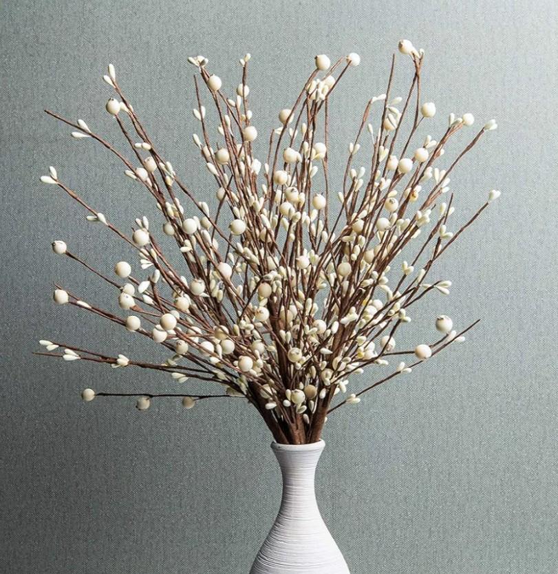 JINGHONG 6PCS Artificial Pip Berry Stems,Cream Berries Stems White Berry Picks for Winter Christmas Holiday and Home Decor(Cream)