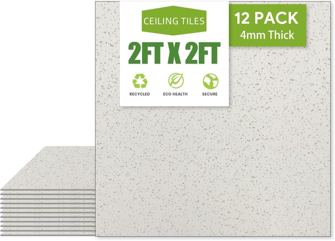 2ft x 2ft Printed Pro Ceiling TileDrop Ceiling Tiles 24 x 24in. Waterproof, Washable and Fire-Rated - Reusable - High-Grade PVC to Prevent Breakage-Package of 12 Tiles