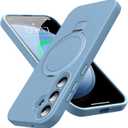 Mag-Ring for Galaxy S23 Case, Liquid Silicone [Moisturizing Factor] Exreme Soft Slim Phone Case with Stand [Compatible with Mag Safe] for Samsung Galaxy S23 6.2" Men Women, Sky Blue