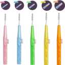 Interdental Brushes Oral Telescopic Type Dental Hygiene Brush Angled Interdental Toothpick Short Handle 30Pcs 5 Different Sizes Tooth Portable Cleaning Tool (Multi-Colored)