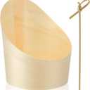 50pcs 4oz Slanted Wooden Dessert Cups, Disposable Tasting Cups for Appetizers, Cheese, Fruits, Weddings, Parties & Charcuterie Boards Mini Snack Containers (Classic Style)