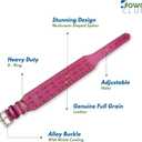 Spiked Leather Dog Collar 2" Wide Full Grain Bridle Leather, Heavy Duty, Padded & Adjustable - for Large Breeds (L (Fit Neck 18.5"-22.5"), Pink with Silver Spikes)