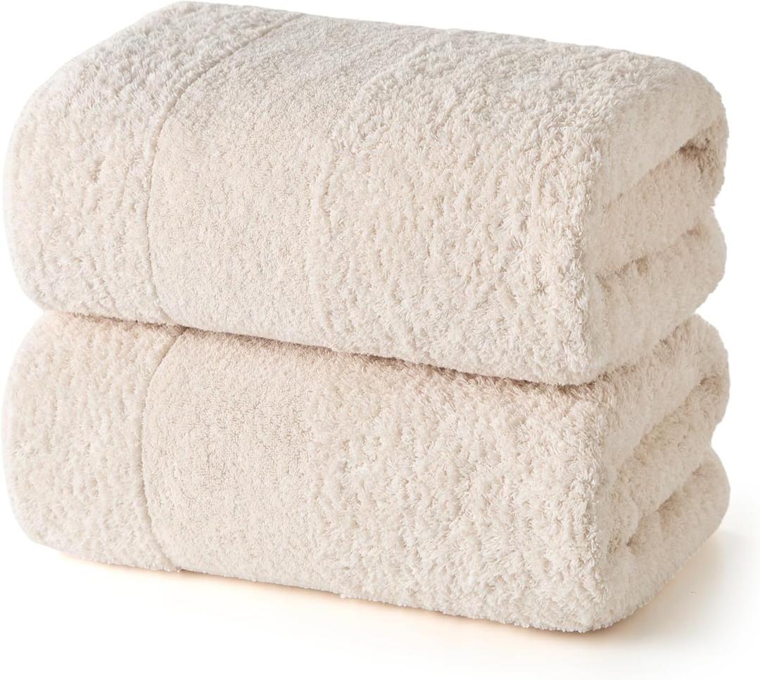 REDKISS Towels 2 Pack Luxury Extra Large Bath Towels Set 30 x 58 Inches  100% Cotton, Ultra Soft Highly Absorbent & Quick Dry Towels for Bathroom, Gym, Hotel, Spa, Sand Beige
