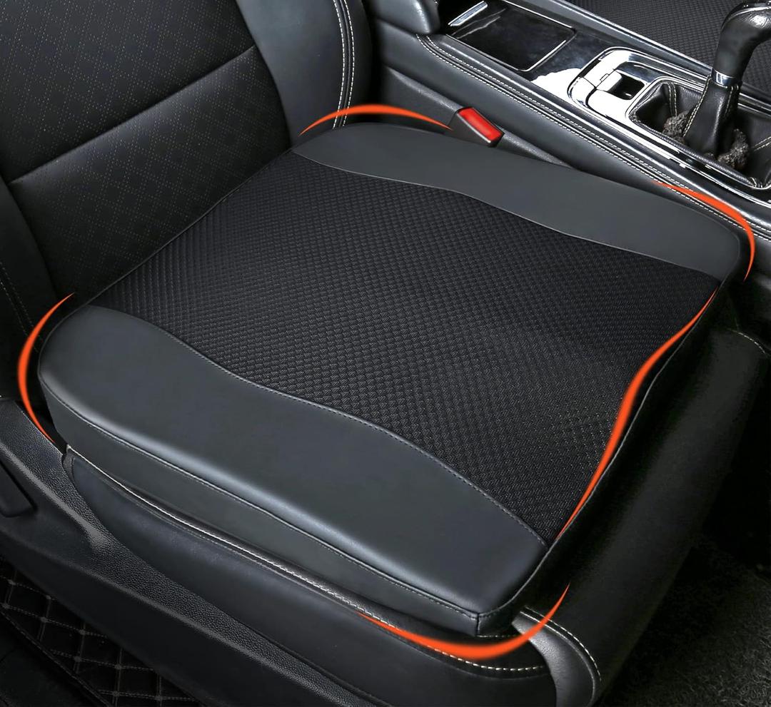 Car Seat Cushion, Comfort Memory Foam Car Cushions for Driving - Sciatica & Lower Back Pain Relief, Driver Seat Pillow for Auto, Office Chair, Wheelchair - Black (Black)