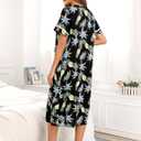 YOZLY House Dress Womens Embroidered Housecoat Short Sleeve Duster Robe with Front Pockets S-3XL (XXXL)