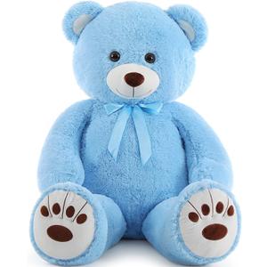 MorisMos Giant Teddy Bear, 51-Inch Cuddly Bear Plush, Blue