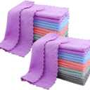 Vermiels 30 Pack Kitchen Dishcloths, Super Absorbent Coral Fleece Cleaning Cloths, Dish Cloths, Multipurpose Reusable Washcloths, Fast Drying Dish Rags for Clean Table, Glass 7 x 9 Inch (Multicolor)