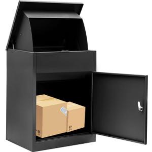 Ydocabinit Package Delivery Boxes for Outside, Extra Large Mailbox for Parcel, Galvanized Steel Parcel Mailbox, Wall Mounted Lockable Anti-Theft for Porch,Curbside L-Black